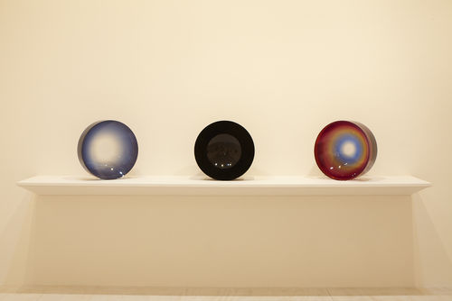 Three sculptures by Fred Eversley, from left to right: "Untitled," 1973, "Untitled," 1976, and "Untitled," 1978. Installation view at MoMA PS1, Long Island City, NY