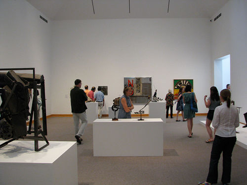 Guests in gallery on opening day of "Now Dig This!" Williams College Museum of Art, Williamstown, MA