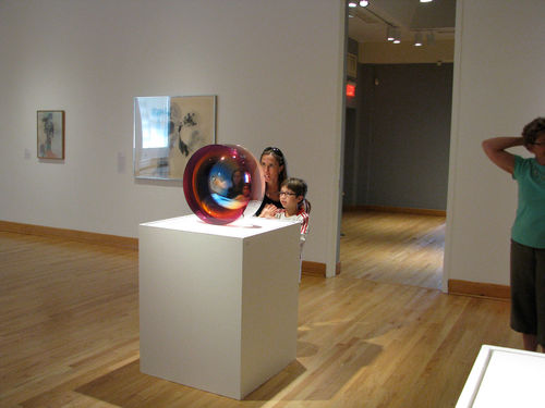 Guests look at Fred Eversley, "Untitled," 1978 on opening day of "Now Dig This!" Williams College Museum of Art, Williamstown, MA
