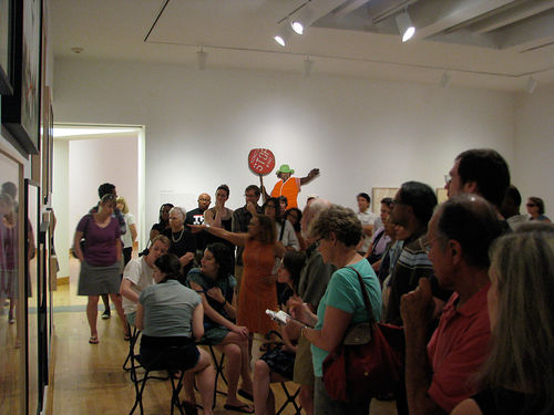 Curator Kellie Jones leads guests through "Now Dig This!" on opening day. Williams College Museum of Art, Williamstown, MA