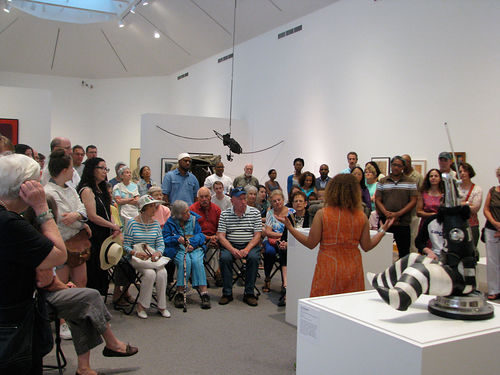 Curator Kellie Jones leads guests through "Now Dig This!" on opening day. Williams College Museum of Art, Williamstown, MA