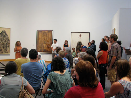 Curator Kellie Jones introduces "Now Dig This!" on opening day. Williams College Museum of Art, Williamstown, MA