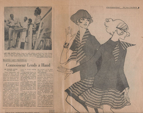 Article: "Watts Arts Festival: Connoisseur Lends a Hand, Los Angeles Times," August 6,1969
