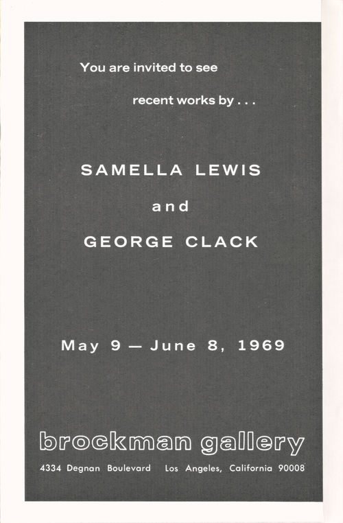 Announcement for Samella Lewis and George Clack exhibition at Brockman Gallery, Los Angeles, 1969