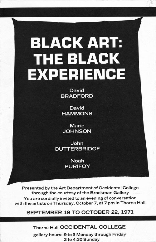 Exhibition announcement, Occidental College, Los Angeles, 1971