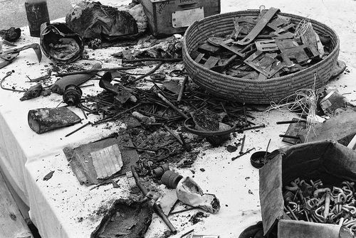 Noah Purifoy's installation at Brockman Gallery, Los Angeles