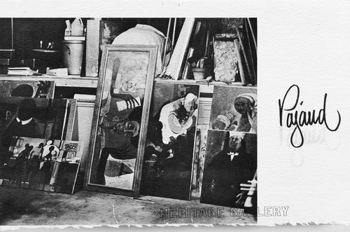 Exhibition announcement for William Pajaud exhibition at Heritage Gallery in Los Angeles, 1969