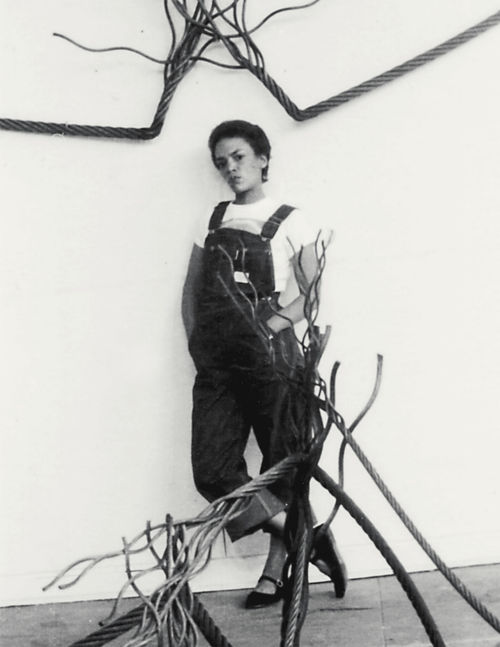 Maren Hassinger at her sculpture exhibition, ARCO Center for Visual Art, Los Angeles, 1976