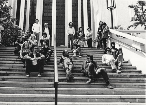 Group photograph of some of the artists in the exhibition 24 Young Artists at the Los Angeles County Museum of Art, 1971. 