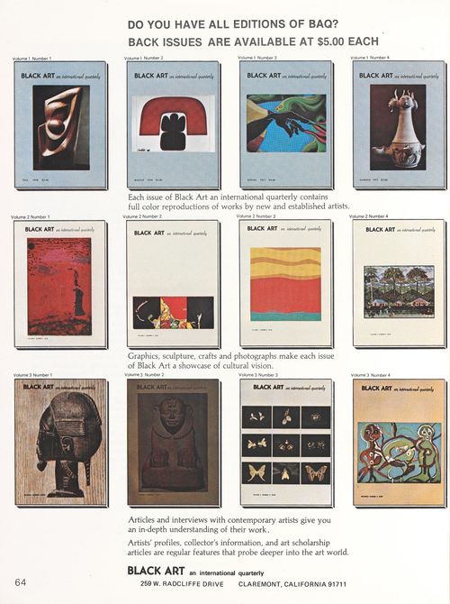 Advertisement for back issues of "Black Art: An International Quarterly" in vol. 4, no. 2, 1980