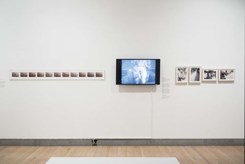 Resistance and Fear gallery. From left to right: Sara Modiano, Untitled, 1981, from the series Desaparece una cultura (A culture disappears), and María Evelia Marmolejo, Anónimo 4 (Anonymous 4), 1984, and Anónimo 1 (Anonymous 1), 1981. Installation view at Brooklyn Museum, New York
