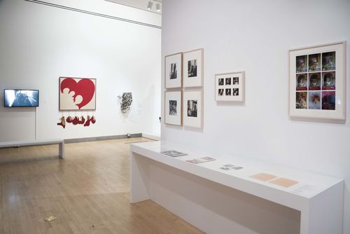 The Erotic gallery. Foreground wall, from left to right: Kati Horna, four untitled photographs from the series Oda a la necrofilia (Ode to necrophilia), 1962, Isabel Castro, X Rated Bondage, 1980, and Delfina Bernal, Declaración de amor a Jeff Perrone (Love letter to Jeff Perrone), 1979. Installation view at Brooklyn Museum, New York
