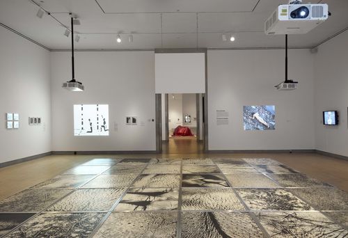 Body Landscape gallery. Foreground, on floor: Vera Chaves Barcellos, Epidermic Scapes, 1977/1982. Installation view at Brooklyn Museum, New York
