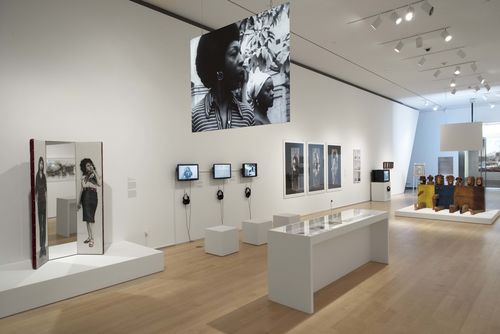 Self-Portrait gallery. Projected on suspended screen: Victoria Santa Cruz, Me gritaron negra (They shouted black at me), 1978. Installation view at Brooklyn Museum, New York
