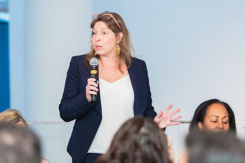Museum Director Anne Pasternak speaks at the luncheon reception honoring Radical Women. Brooklyn Museum, April 12, 2018
