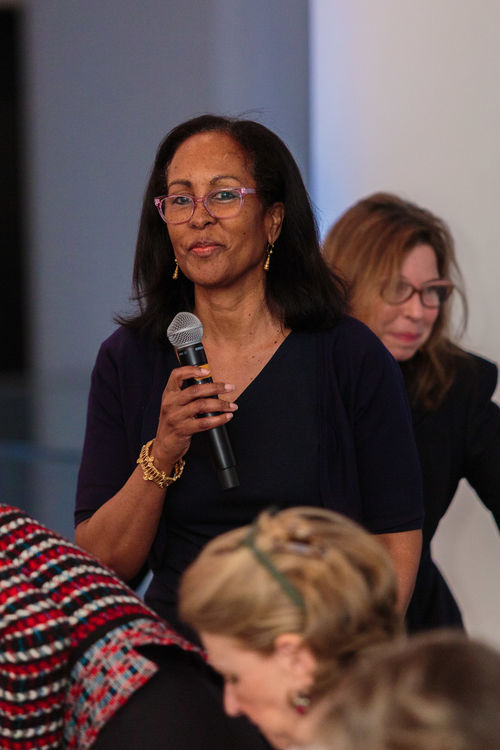 Ford Foundation Director of Creativity and Free Expression Margaret Morton speaks at the luncheon reception honoring Radical Women. Brooklyn Museum, April 12, 2018