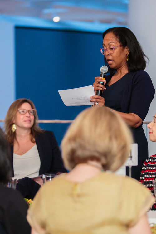 Ford Foundation Director of Creativity and Free Expression Margaret Morton speaks at the luncheon reception honoring Radical Women. Brooklyn Museum, April 12, 2018