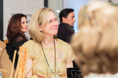 Curator Catherine Morris at the luncheon reception honoring Radical Women. Brooklyn Museum, April 12, 2018
