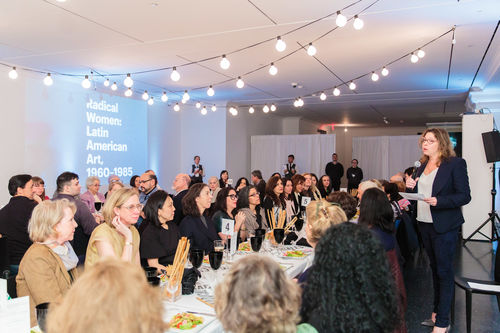 Museum Director Anne Pasternak speaks at the luncheon reception honoring Radical Women. Brooklyn Museum, April 12, 2018
