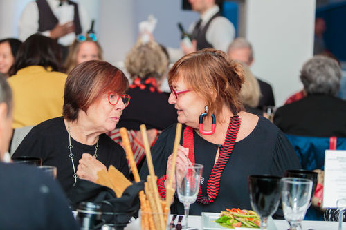 Artists Graciela Carnevale (left) and Valeska Soares (right) at the luncheon reception honoring Radical Women. Brooklyn Museum, April 12, 2018
