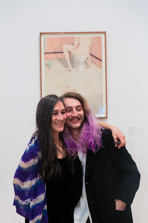Artist Karen Lamassonne (left) and guest at the opening of Radical Women. Brooklyn Museum, April 12, 2018
