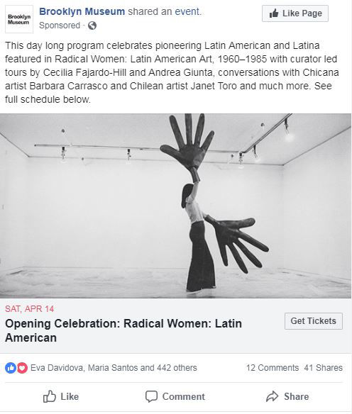 Facebook advertisement featuring Sylvia Palacios Whitman, Passing Through, 1977. Brooklyn Museum

