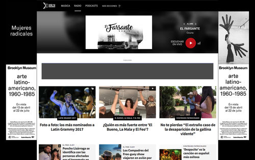 Radio website advertisement moc-kup featuring Sylvia Palacios Whitman Passing Through, 1977. Brooklyn Museum
