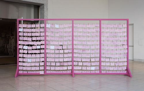 Mónica Mayer, El tendedero (The Clothesline), 1978/2017. Installation view at the Hammer Museum, Los Angeles
