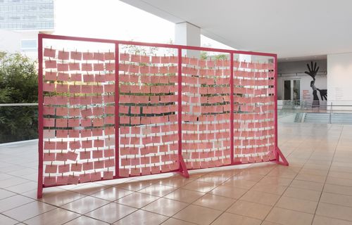 Mónica Mayer, El tendedero (The Clothesline), 1978/2017. Installation view at the Hammer Museum, Los Angeles
