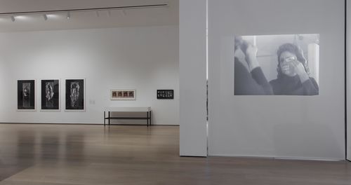 Self-Portrait gallery. Foreground: Letícia Parente, Preparação 1 (Preparation 1), 1975. Installation view at the Hammer Museum, Los Angeles
