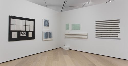 Self-Portrait gallery. Teresa Burga, Autorretrato. Estructura. Informe. 9.6.1972 (Self-Portrait. Structure. Report. 9.6.1972), 1972. Installation view at the Hammer Museum, Los Angeles