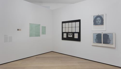 Self-Portrait gallery. Teresa Burga, Autorretrato. Estructura. Informe. 9.6.1972 (Self-Portrait. Structure. Report. 9.6.1972), 1972. Installation view at the Hammer Museum, Los Angeles