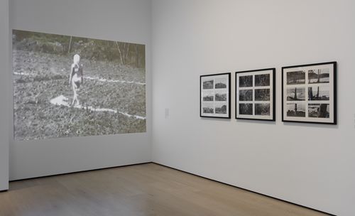 Body Landscape gallery. From left to right: María Evelia Marmolejo, Anónimo 3 (Anonymous 3), 1982, and three works by Mara Alvares from the series Adansônia, 1976–78. Installation view at the Hammer Museum, Los Angeles