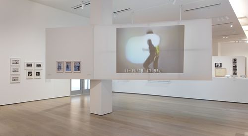 Mapping the Body gallery. Foreground wall, from left to right: Lygia Clark, O eu e o tu: Roupa-corpo-roupa (The I and the you: Cloth-body-cloth), 1967, and Margarita Paksa, Tiempo de descuento. Cuenta regresiva. La hora 0. (Discount time. Countdown. Zero hour), 1978. Installation view at the Hammer Museum, Los Angeles