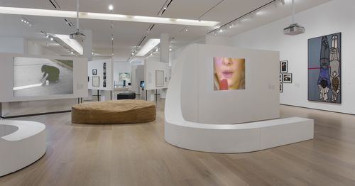 Resistance and Fear gallery. Foreground: Gloria Camiruaga, Popsicles, 1982/1984. Installation view at the Hammer Museum, Los Angeles