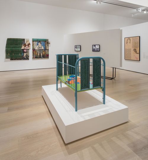 Social Places gallery. Foreground: Beatriz González, Canción de cuna (Lullaby), 1970. Installation view at the Hammer Museum, Los Angeles