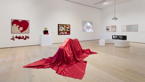 The Erotic gallery. Center, on floor: Feliza Bursztyn, Cama (Bed), 1974. Installation view at the Hammer Museum, Los Angeles