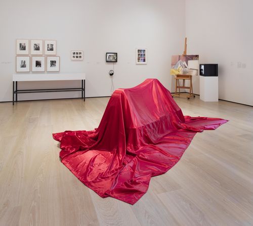 The Erotic gallery. Center, on floor: Feliza Bursztyn, Cama (Bed), 1974. Installation view at the Hammer Museum, Los Angeles
