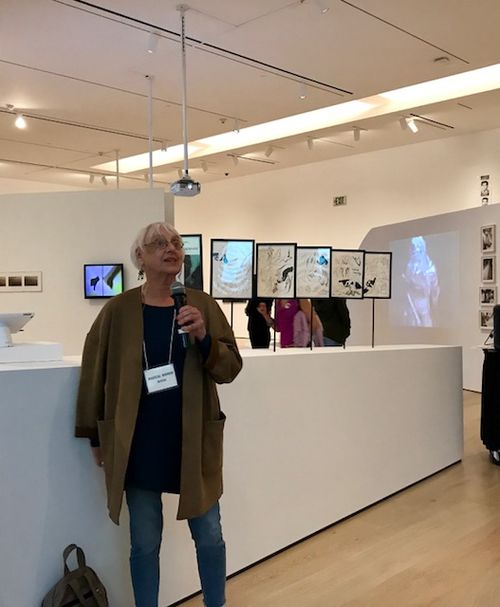 Artist Teresa Trujillo speaks at the Radical Women artists' walkthrough. Hammer Museum, Los Angeles