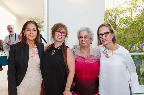 From left to right: artists Rosa Novarro, Sandra Llano-Mejía, Delfina Bernal, and Mercedes Elena González at the opening of Radical Women. Hammer Museum, Los Angeles, September 16, 2017 
