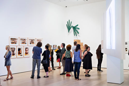 Guests in gallery during the opening of Radical Women. Hammer Museum, Los Angeles, September 16, 2017
