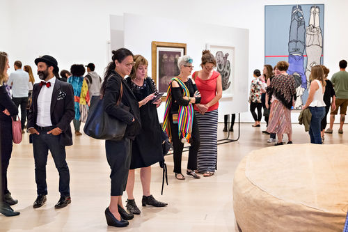 Guests in gallery during the opening of Radical Women. Hammer Museum, Los Angeles, September 16, 2017

