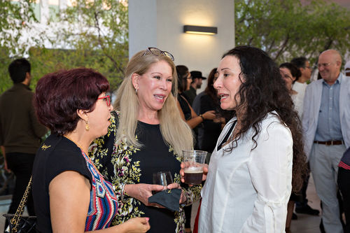 From left to right: artists María Evelia Marmolejo, Victoria Cabezas, and Janet Toro at the opening of Radical Women. Hammer Museum, Los Angeles, September 16, 2017
