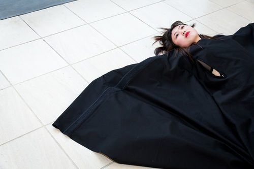 Dancer performs Martha Araújo's Hábito/Habitante at the opening of Radical Women. Hammer Museum, Los Angeles, September 16, 2017