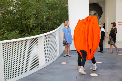 Dancers perform Martha Araújo's Hábito/Habitante at the opening of Radical Women. Hammer Museum, Los Angeles, September 16, 2017