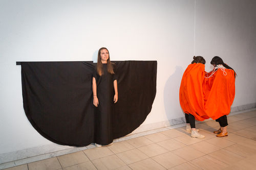 Dancers perform Martha Araújo's Hábito/Habitante at the opening of Radical Women. Hammer Museum, Los Angeles, September 16, 2017

