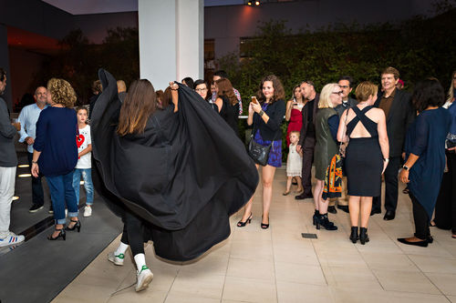 Dancer performs Martha Araújo's Hábito/Habitante at the opening of Radical Women. Hammer Museum, Los Angeles, September 16, 2017