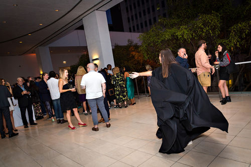 Dancer performs Martha Araújo's Hábito/Habitante at the opening of Radical Women. Hammer Museum, Los Angeles, September 16, 2017

