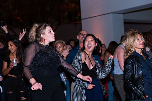 Guests dance to the music of Jungle Fire at the opening of Radical Women. Hammer Museum, Los Angeles, September 16, 2017
