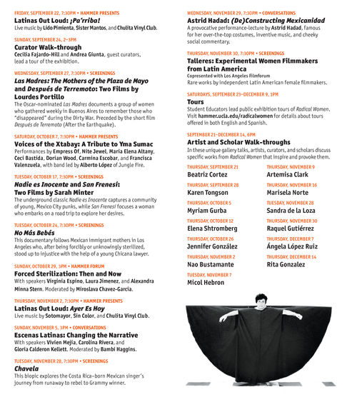 Interior design for Radical Women public programs card, featuring Martha Araújo, Hábito/Habitante (Habit/inhabitant), 1985. Hammer Museum, Los Angeles